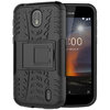 Dual Layer Rugged Tough Shockproof Case & Stand for Nokia 1 - Black